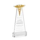 Caduceus on Alberton Base Clear Unique Crystal Trophy