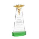 Caduceus on Alberton Base Green Unique Crystal Trophy