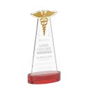 Caduceus on Alberton Base Red Unique Crystal Trophy
