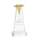 Caduceus on Hartford Base Clear Unique Crystal Trophy
