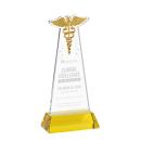Caduceus on Hartford Base Gold Unique Crystal Trophy