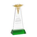 Caduceus on Hartford Base Green Unique Crystal Trophy