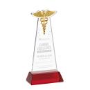 Caduceus on Hartford Base Red Unique Crystal Trophy