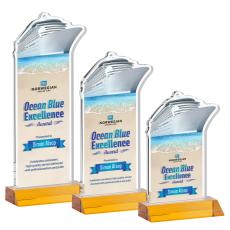 Voyager Full Color Amber Unique Crystal Trophy - Crystal Trophies