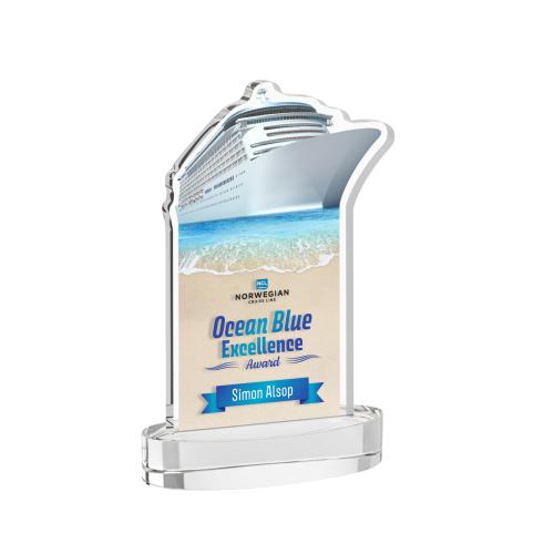 Awards and Plaques - Crystal Trophies - Voyager Full Color on Alberton Base Clear Unique Crystal Trophy