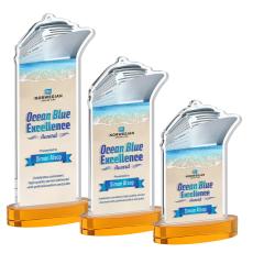 Voyager Full Color on Alberton Base Amber Unique Crystal Trophy - Crystal Trophies