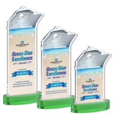 Voyager Full Color on Alberton Base Green Unique Crystal Trophy - Crystal Trophies