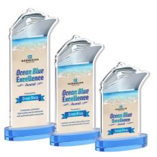 Voyager Full Color on Alberton Base Sky Blue Unique Crystal Trophy - Crystal Trophies