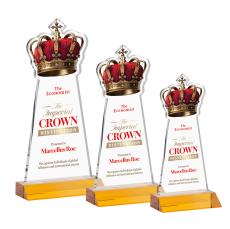 Crown Full Color Amber Unique Crystal Trophy - Crystal Trophies