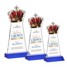 Crown Full Color Blue Unique Crystal Trophy - Crystal Trophies