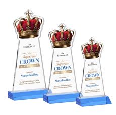 Crown Full Color Sky Blue Unique Crystal Trophy - Crystal Trophies