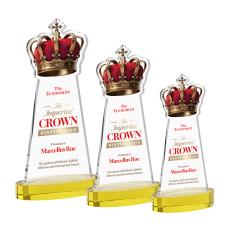 Crown Full Color on Alberton Base Gold Unique Crystal Trophy - Custom Trophies