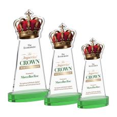 Crown Full Color on Alberton Base Green Unique Crystal Trophy - Custom Trophies