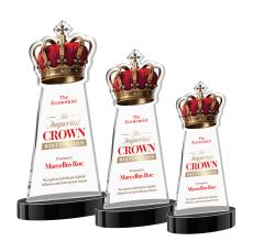 Crown Full Color on Alberton Base Black Unique Crystal Trophy - Custom Trophies