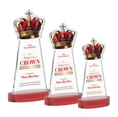 Crown Full Color on Alberton Base Red Unique Crystal Trophy - Custom Trophies