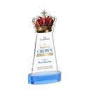 Crown Full Color on Alberton Base Sky Blue Unique Crystal Trophy