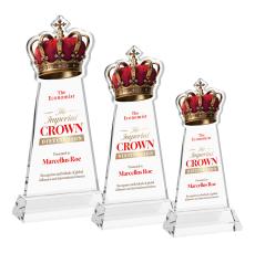 Crown Full Color on Hartford Base Clear Unique Crystal Trophy - Custom Trophies