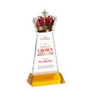 Crown Full Color on Hartford Base Amber Unique Crystal Trophy