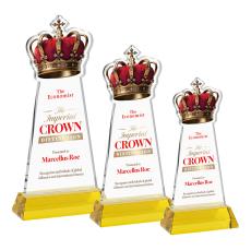 Crown Full Color on Hartford Base Gold Unique Crystal Trophy - Crystal Trophies