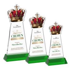 Crown Full Color on Hartford Base Green Unique Crystal Trophy - Crystal Trophies