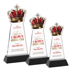 Crown Full Color on Hartford Base Black Unique Crystal Trophy - Crystal Trophies