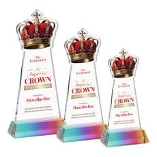 Crown Full Color on Hartford Base Prismatic Unique Crystal Trophy - Custom Trophies