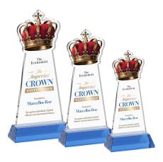 Crown Full Color on Hartford Base Sky Blue Unique Crystal Trophy - Custom Trophies