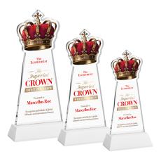 Crown Full Color on Hartford Base Fagan Unique Crystal Trophy - Crystal Trophies
