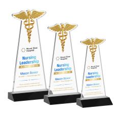 Caduceus Full Color Black Unique Crystal Trophy - Custom Trophies