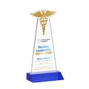 Caduceus Full Color Blue Unique Crystal Trophy