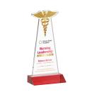 Caduceus Full Color Red Unique Crystal Trophy