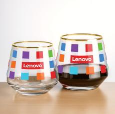 Ledford Gold Rim Stemless Wine - Full Color - Wine Glasses