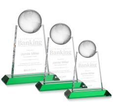 Mayes Green Globe Crystal Trophy - Crystal Trophies