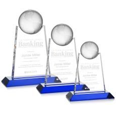 Mayes Blue Globe Crystal Trophy - Crystal Trophies