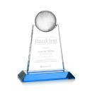 Mayes Sky Blue Globe Crystal Trophy