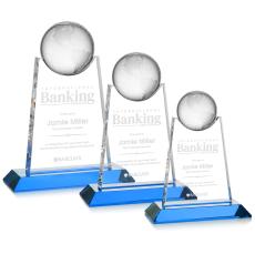 Mayes Sky Blue Globe Crystal Trophy - Crystal Trophies