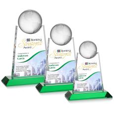 Mayes Full Color Green Globe Crystal Trophy - Crystal Trophies