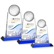 Mayes Full Color Blue Globe Crystal Trophy - Crystal Trophies