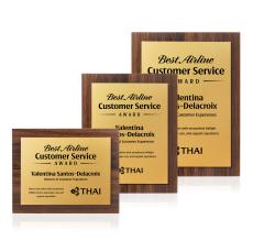 Millsboro Plaque - Walnut Finish/Gold - Wall Plaque Awards