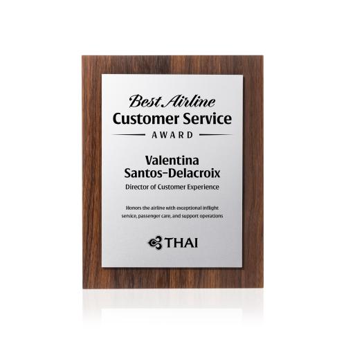 Awards and Plaques - Wall Plaque Awards - Millsboro Plaque - Walnut Finish/Silver