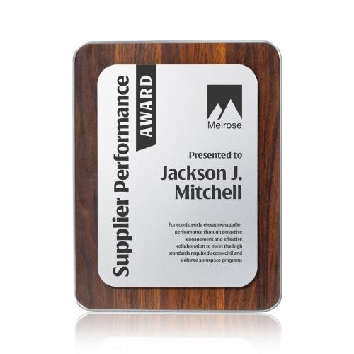 Awards and Plaques - Wall Plaque Awards - Reston Plaque - Walnut Finish/Silver