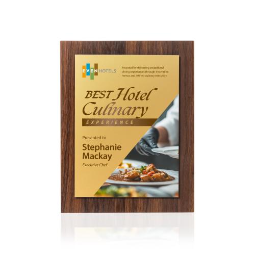 Awards and Plaques - Wall Plaque Awards - Millsboro Full Color Plaque - Walnut Finish/Gold