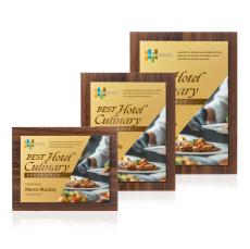 Millsboro Full Color Plaque - Walnut Finish/Gold - Wall Plaque Awards