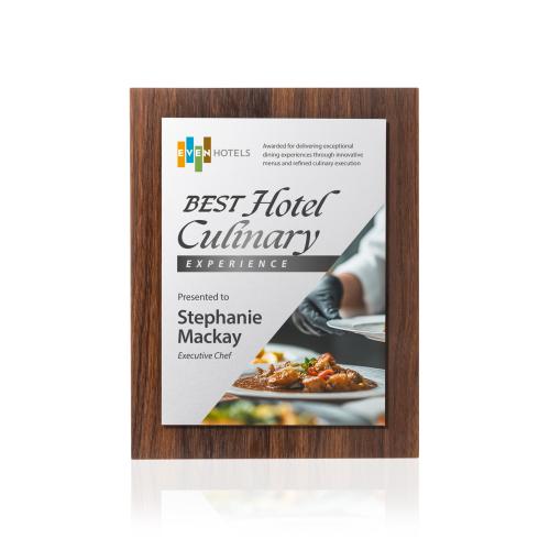 Awards and Plaques - Wall Plaque Awards - Millsboro Full Color Plaque - Walnut Finish/Silver