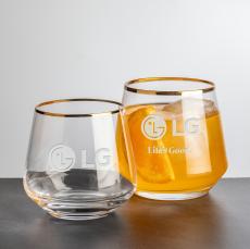 Ledford OTR/DOF Gold Rim - Deep Etch - Whisky Glasses