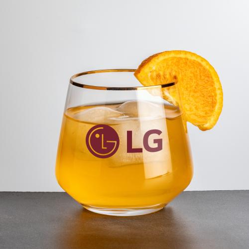 Custom Barware Glasses - Whisky Glasses - Ledford OTR/DOF Gold Rim - Imprinted