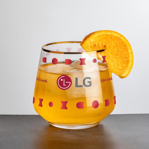 Custom Barware Glasses - Whisky Glasses - Ledford OTR/DOF Gold Rim - Full Color