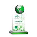 Myers Full Color  Green/Silver Globe Crystal Trophy
