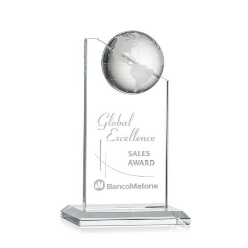 Awards and Plaques - Crystal Trophies - Myers Globe Optical Peaks Crystal Trophy