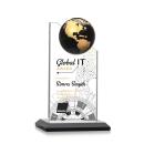 Myers Full Color Black/Gold Globe Crystal Trophy